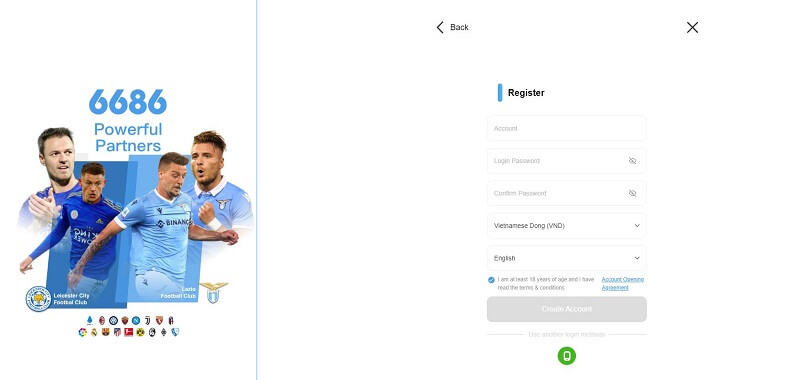Các bước đăng ký tài khoản với 6686 