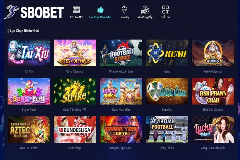 Các sản phẩm được cung cấp tại SBOBET